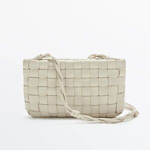 Massimo Dutti White Leather Woven Clutch and Crossbody Worn by Kate Middleton